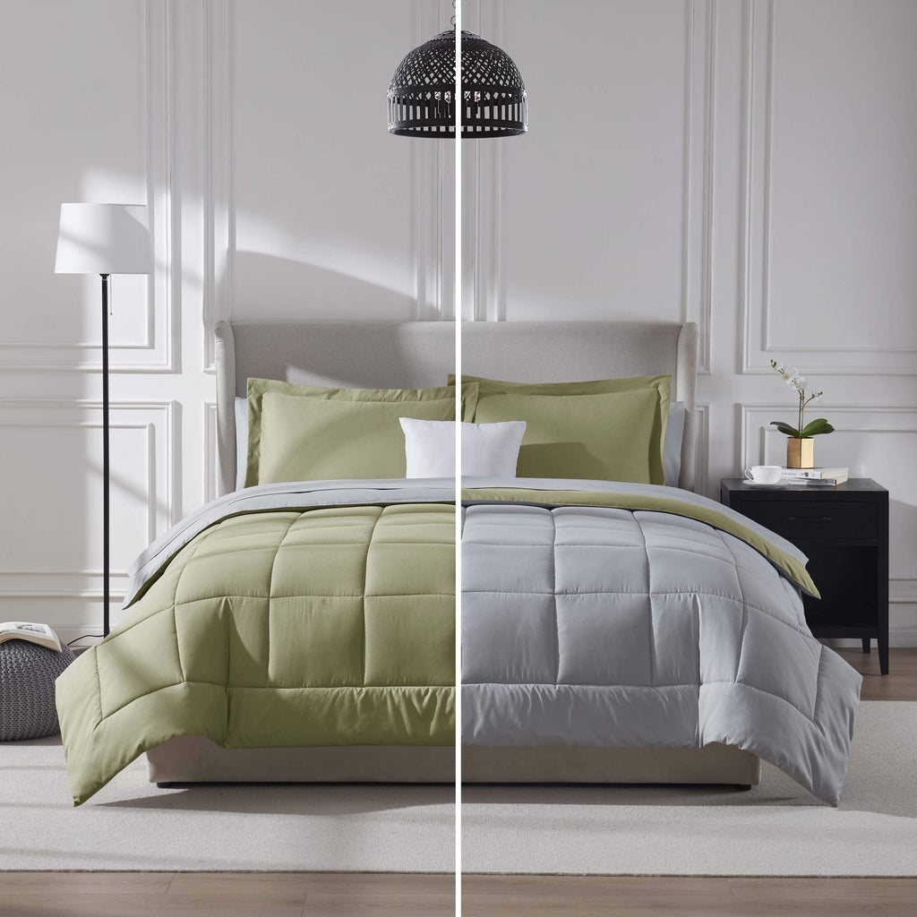 Full Size Comforter Setss, 7 Piece Bed in a Bag, Reversible Bedding Comforter Sets with Sheets, Peach Beige