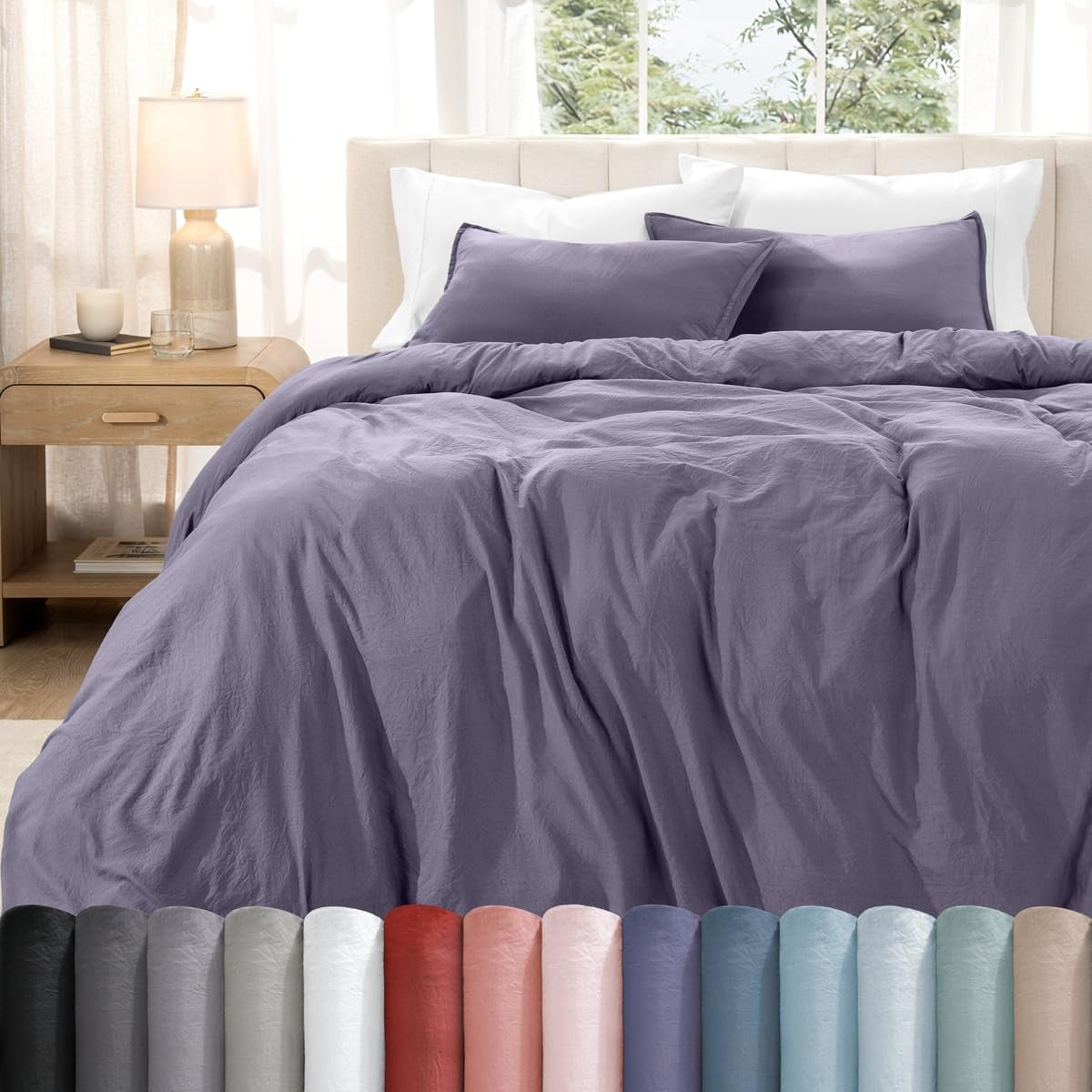Washed Duvet Cover Set 1800 Ultra-Soft 