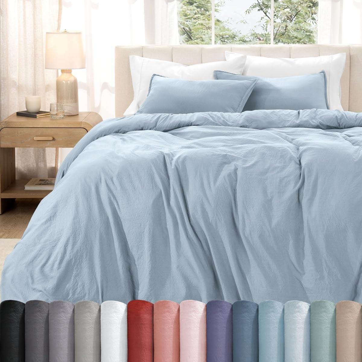 Washed Duvet Cover Set 1800 Ultra-Soft 