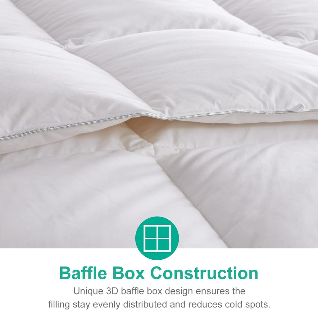 Heavyweight down Feather Fibers Comforter California King Size - Ultra-Soft Luxury High Fill-Power Hotel-Style Thicker Winter Duvet Insert for Colder Weather/Sleeper (104X96, White)