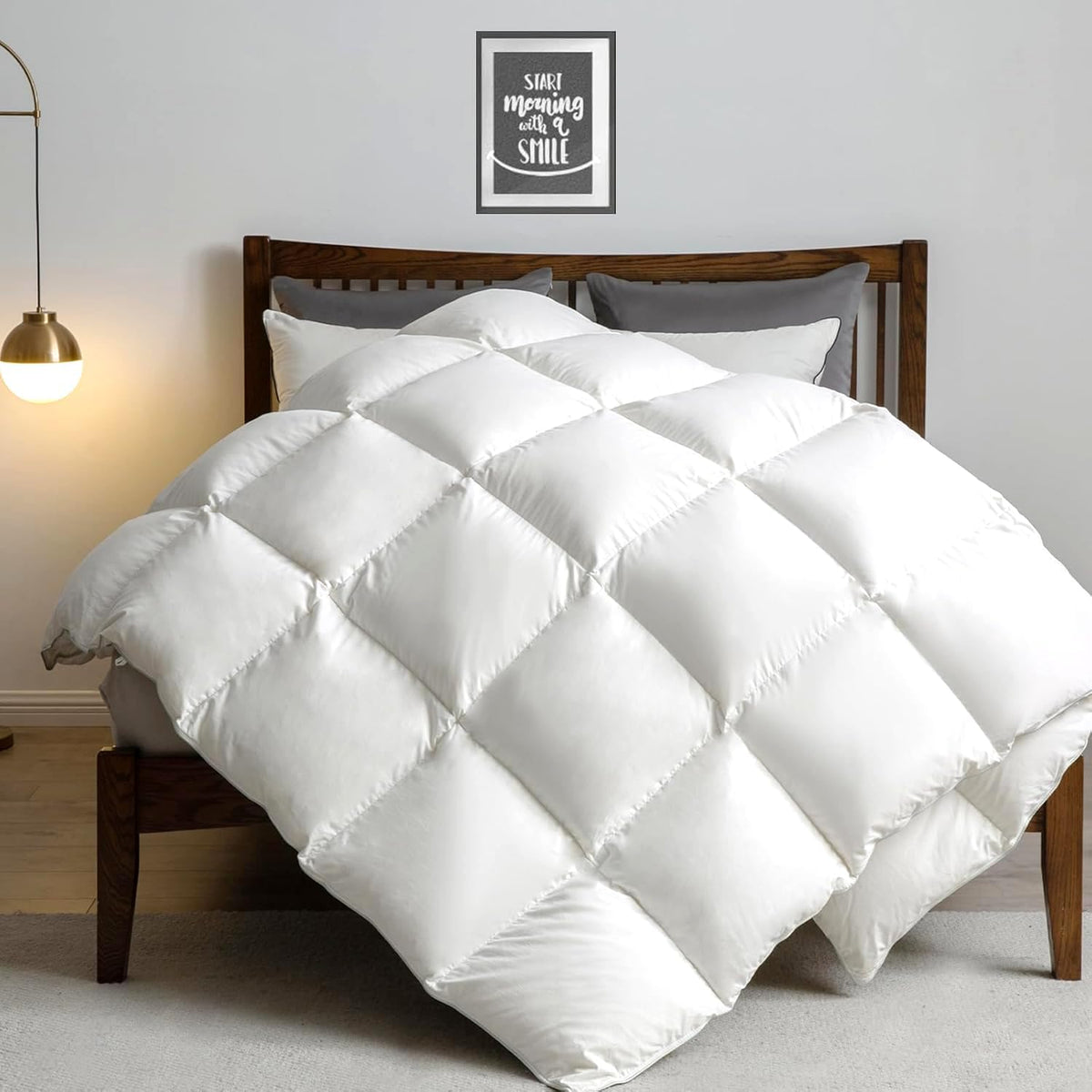Heavyweight down Feather Fibers Comforter California King Size - Ultra-Soft Luxury High Fill-Power Hotel-Style Thicker Winter Duvet Insert for Colder Weather/Sleeper, White