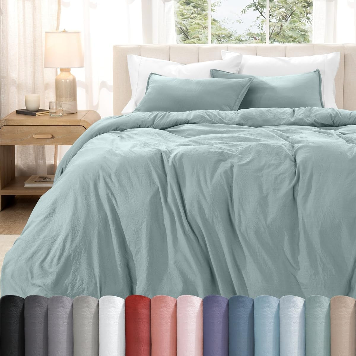Washed Duvet Cover Set 1800 Ultra-Soft 