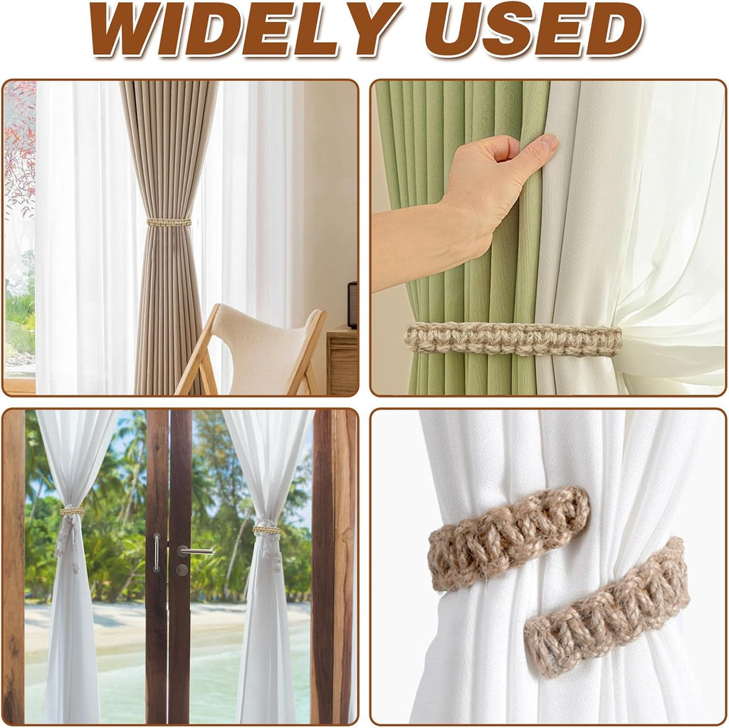 6Pcs Bohemian Braided Curtain Hooks, Exquisite & Compact Home Goods, Elegant Rustic Curtain Accessories Suitable for the Pursuit of Natural & Simple Decoration Style
