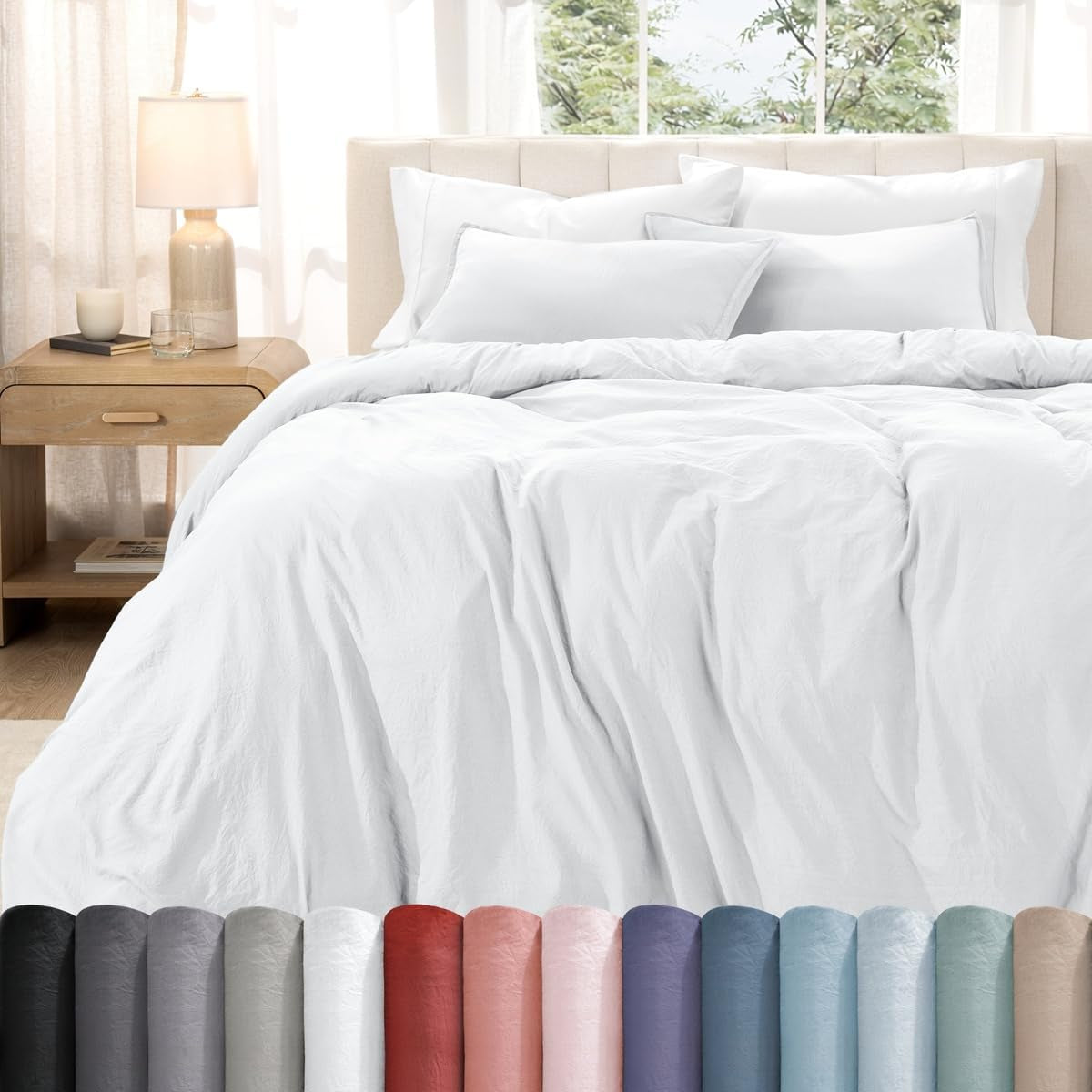 Washed Duvet Cover Set 1800 Ultra-Soft 