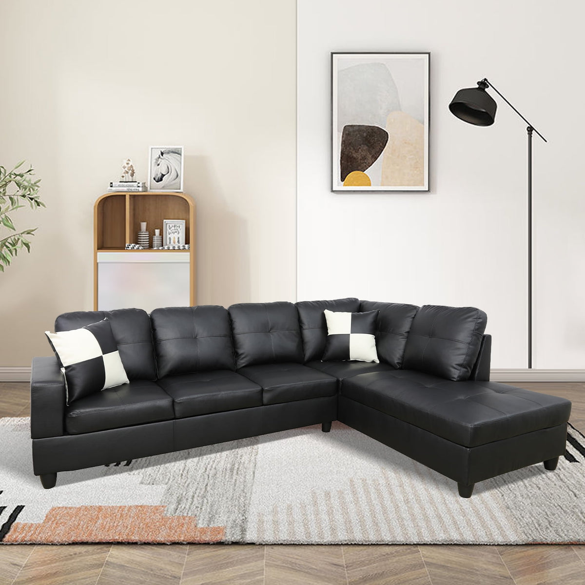 Convertible Sectional Sofa, L Shaped Couch for Small Space Living Room, White(Without Ottoman)