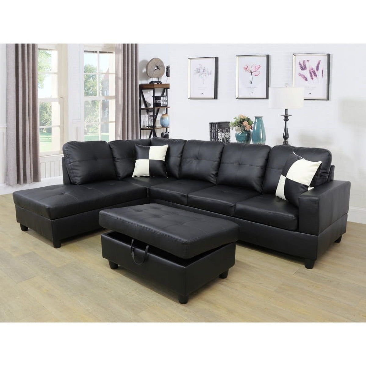 Convertible Sectional Sofa, L Shaped Couch for Small Space Living Room, White(Without Ottoman)