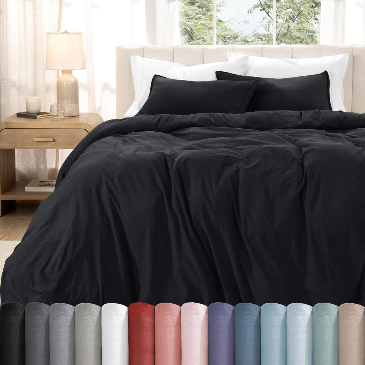 Washed Duvet Cover Set 1800 Ultra-Soft 